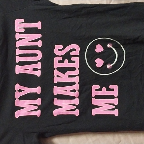 Girls Place black and pink long sleeve tee shirt size M (7/8) - Picture 2 of 3